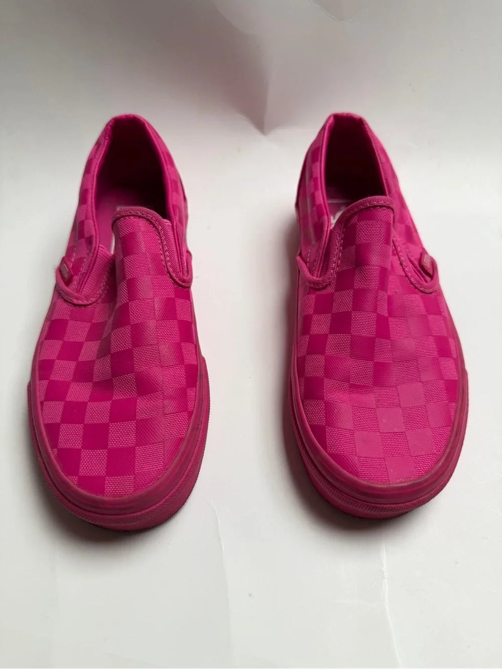 Vans Kids Slip-On Checkerboard Sneakers in Hot Pink